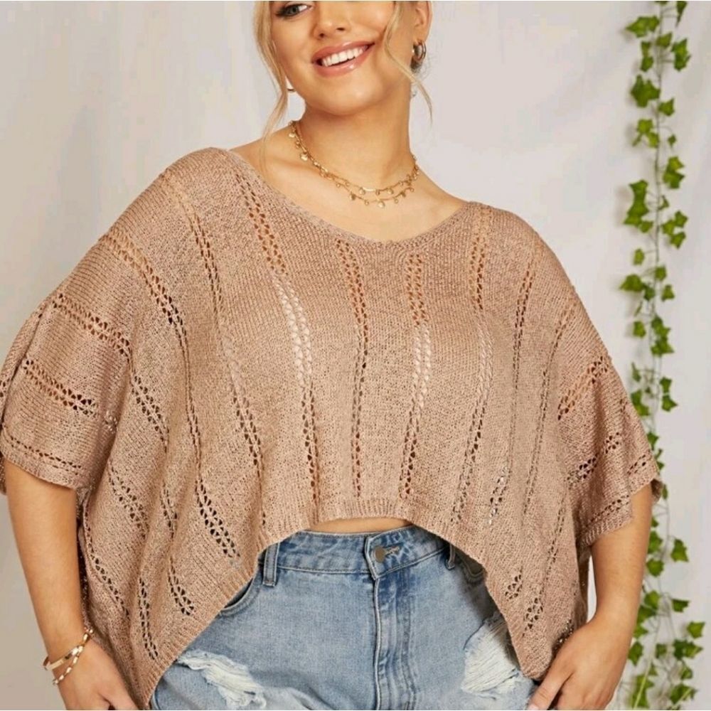 Plus Plain Knitted Cover Up